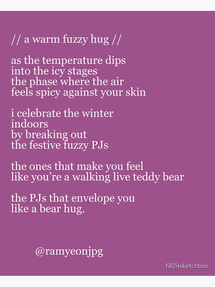 "a warm fuzzy hug (a poem) " Sticker by fill14sketchboo Redbubble