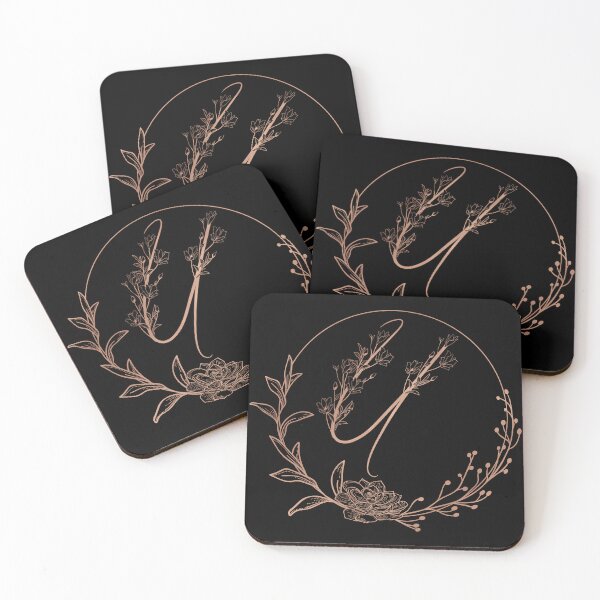 Item preview, Rose Gold Floral Monogram U designed and sold by ModernStyleBoho.