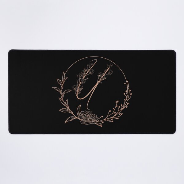 Item preview, Rose Gold Floral Monogram U designed and sold by ModernStyleBoho.