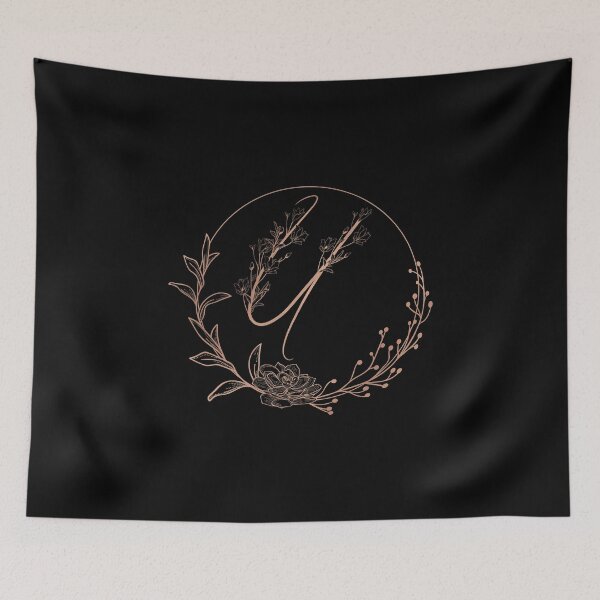 Item preview, Rose Gold Floral Monogram U designed and sold by ModernStyleBoho.