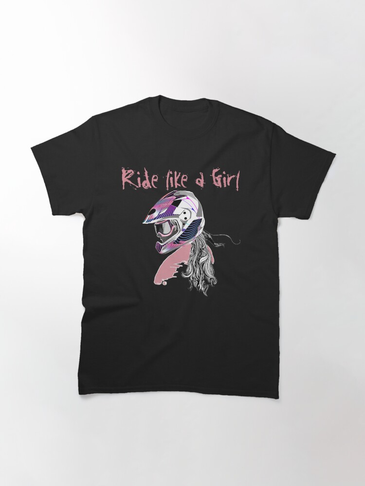 Thumbnail 3 of 7, Classic T-Shirt, Motocross Dirt Bike Girls Tee RIDE LIKE A GIRL designed and sold by alanxgoldberger.