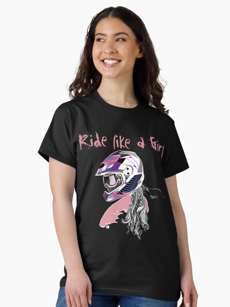 Thumbnail 2 of 7, Classic T-Shirt, Motocross Dirt Bike Girls Tee RIDE LIKE A GIRL designed and sold by alanxgoldberger.