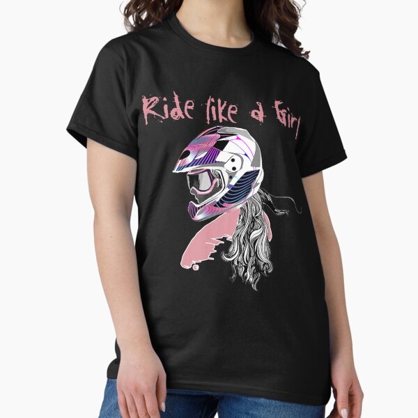 Item preview, Motocross Dirt Bike Girls Tee RIDE LIKE A GIRL designed and sold by alanxgoldberger.