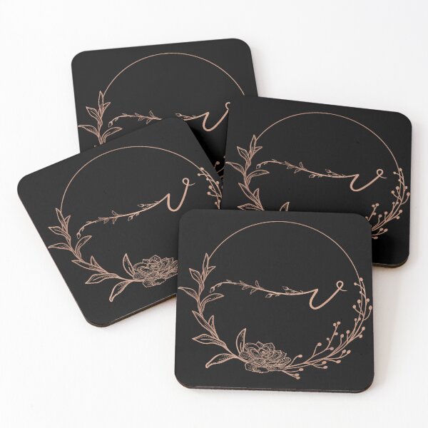 Item preview, Rose Gold Floral Monogram V designed and sold by ModernStyleBoho.