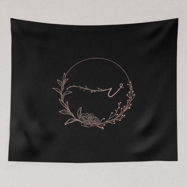 Item preview, Rose Gold Floral Monogram V designed and sold by ModernStyleBoho.