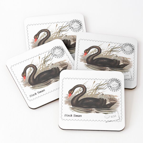 Item preview, Black Swan Water Bird Stamp designed and sold by GnuArt.