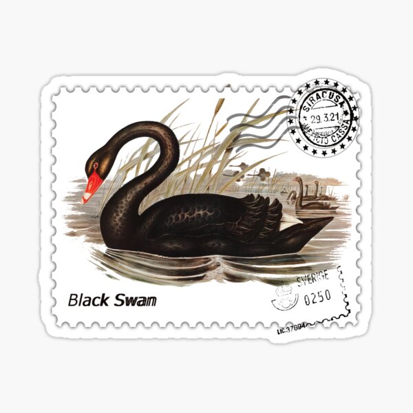 Item preview, Black Swan Water Bird Stamp designed and sold by GnuArt.