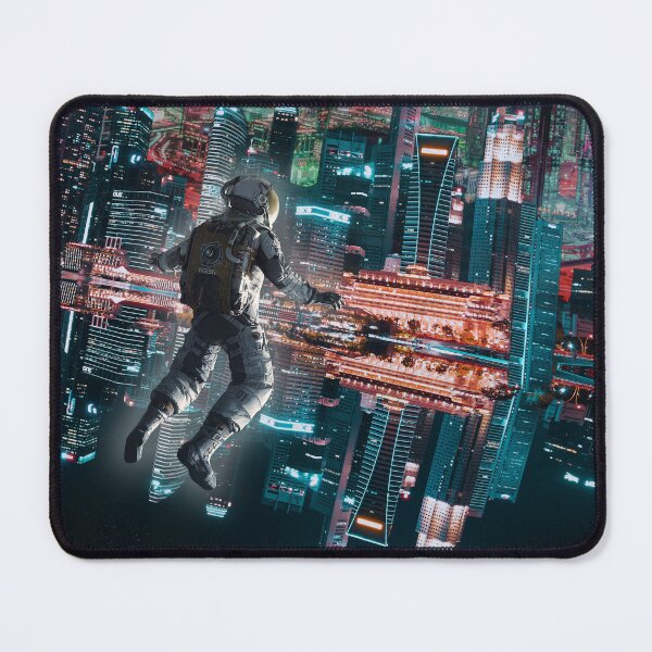 Item preview, Astronaut floating towards a cyber city designed and sold by Mad Crabs Creations.