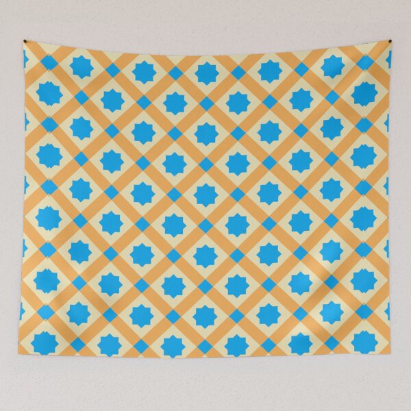 Item preview, SImple Blue and Yellow Geometric Tile Moroccan Pattern designed and sold by CattlettArt.