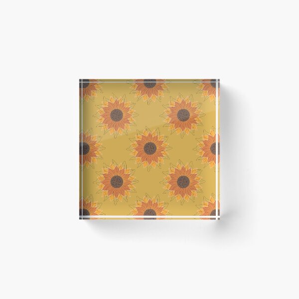 Item preview, Retro Sunflower Floral Pattern on Yellow designed and sold by Artistestella.
