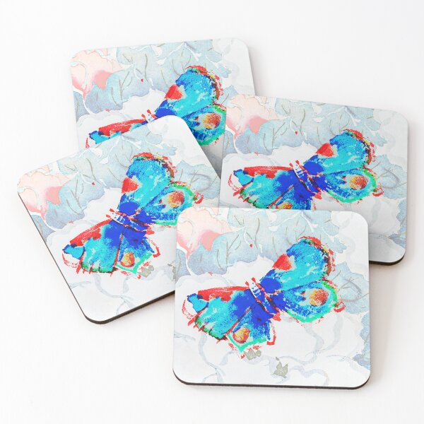 Item preview, Blue and Red Butterfly Japanese Flower Background designed and sold by RyanCaudell.