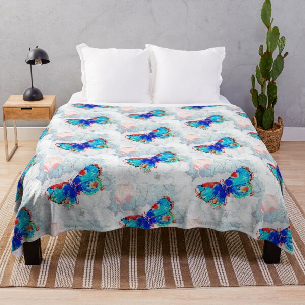 Item preview, Blue and Red Butterfly Japanese Flower Background designed and sold by RyanCaudell.