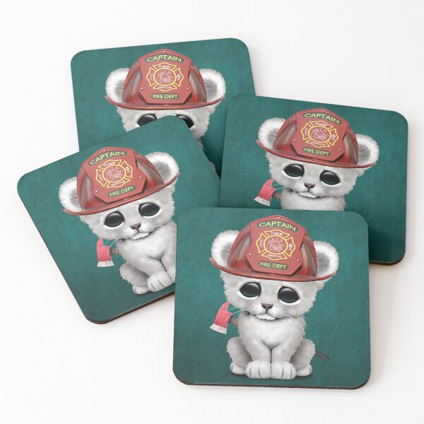 Item preview, Cute White Lion Cub Firefighter designed and sold by JeffBartels.