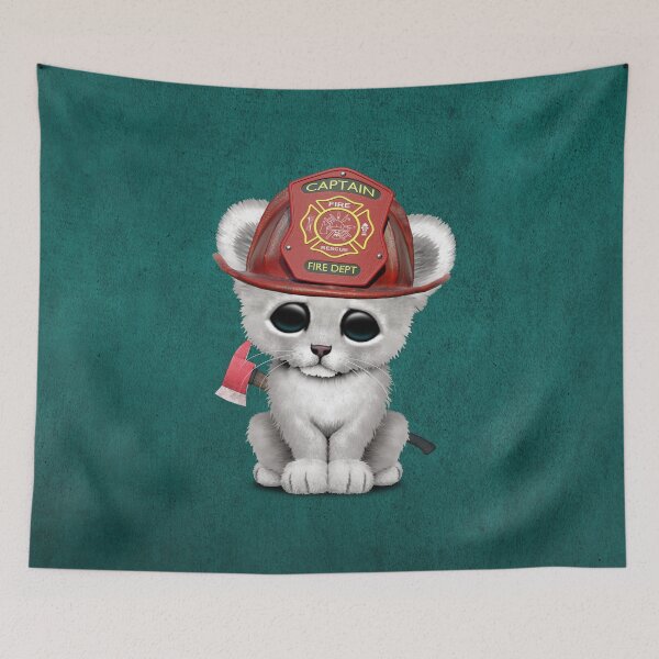 Item preview, Cute White Lion Cub Firefighter designed and sold by JeffBartels.