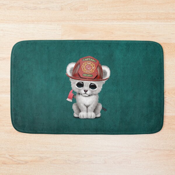 Item preview, Cute White Lion Cub Firefighter designed and sold by JeffBartels.