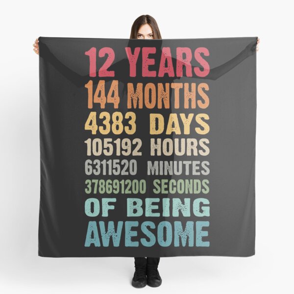 12 Years 144 Months Being Awesome 12th Birthday Teen Gifts Scarf