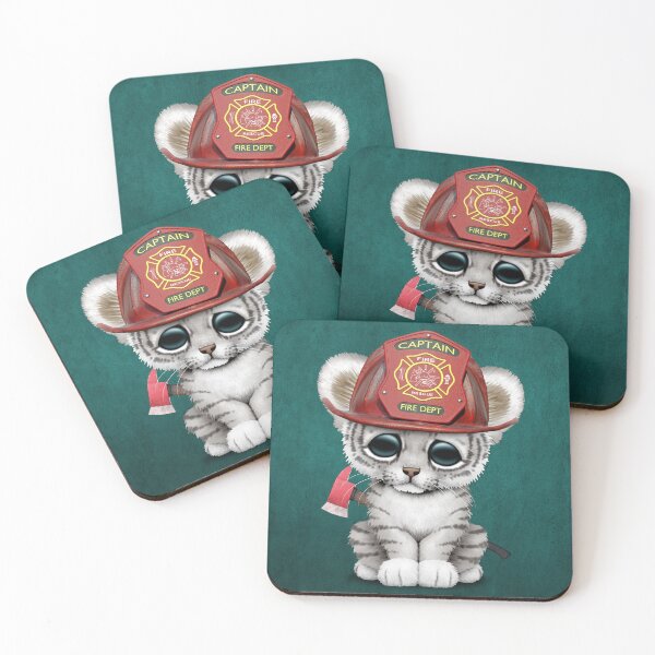 Item preview, Cute White Tiger Cub Firefighter designed and sold by JeffBartels.