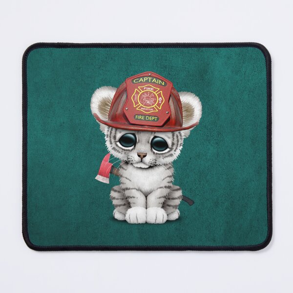 Item preview, Cute White Tiger Cub Firefighter designed and sold by JeffBartels.