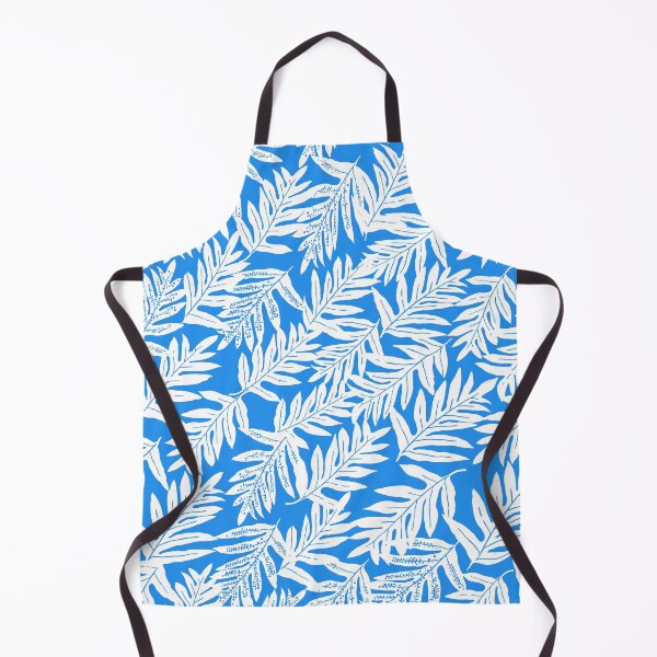 Artikelvorschau, Hawaiian Laua'e Farn-weiß auf blau entworfen und verkauft von Linda Maliuana.