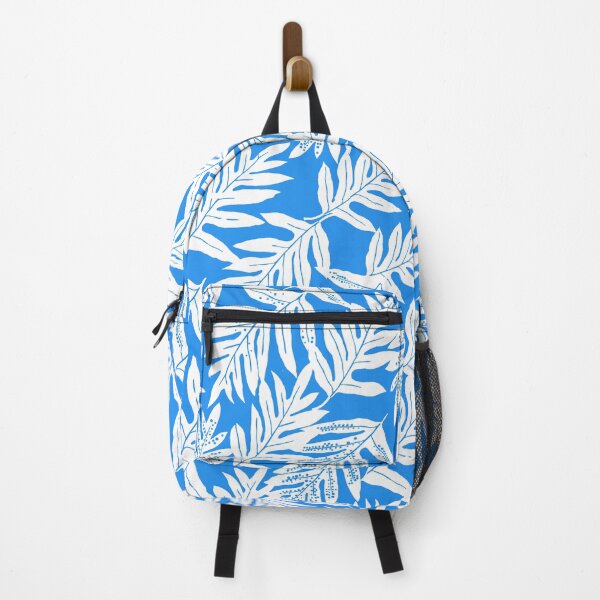 Artikelvorschau, Hawaiian Laua'e Farn-weiß auf blau entworfen und verkauft von Linda Maliuana.