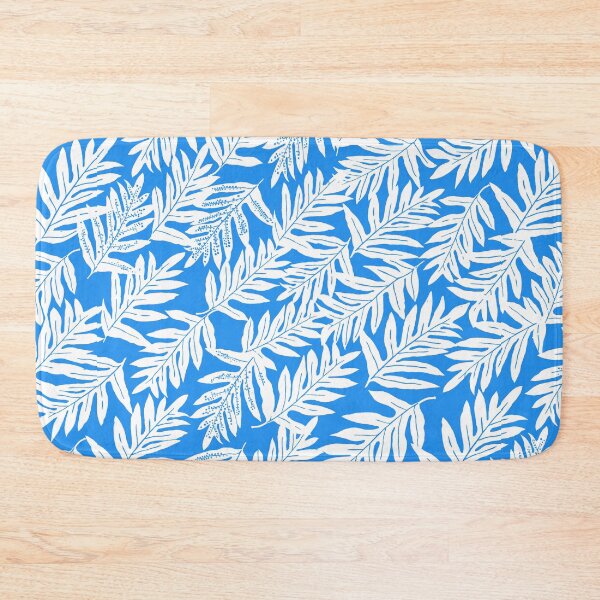 Artikelvorschau, Hawaiian Laua'e Farn-weiß auf blau entworfen und verkauft von Linda Maliuana.