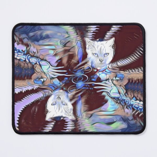 Item preview, surreal cat portrait on a burgundy background designed and sold by Cyberomiz.
