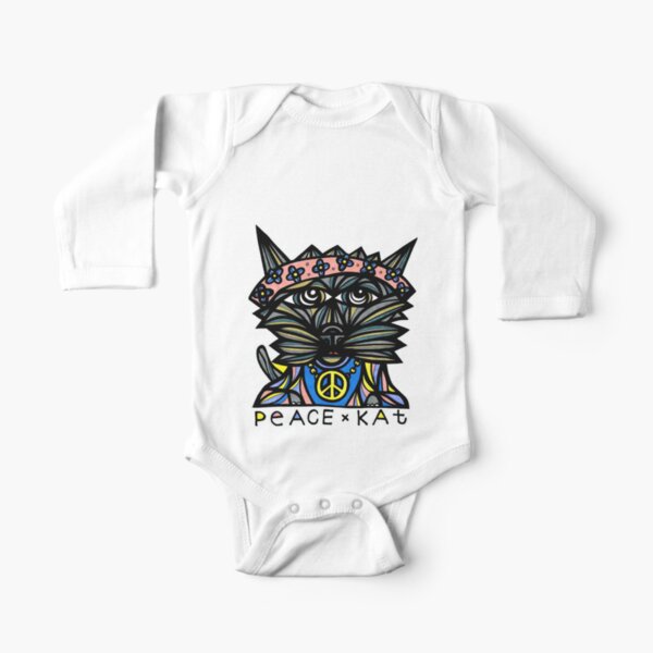 "Peace Kat" Long Sleeve Baby One-Piece