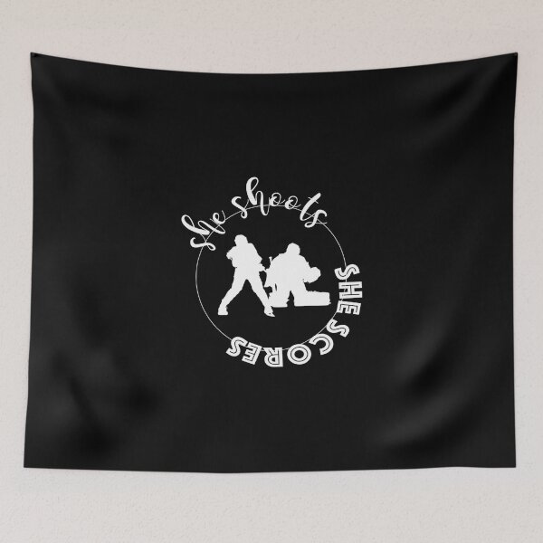 Item preview, She Shoots She Scores Girls Women's Ice Hockey Player Classic T-Shirt designed and sold by callujohn7.