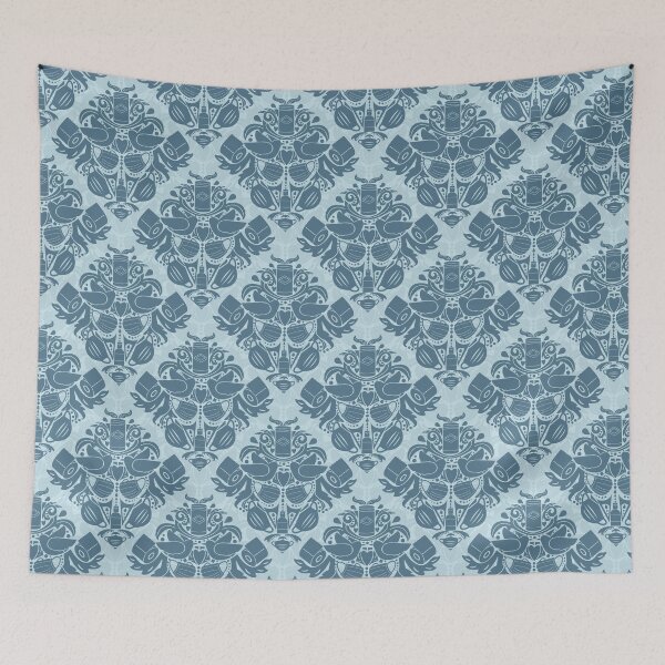 Item preview, Covid Damask - Horizon Blue, Dark on Light designed and sold by Jasrese.