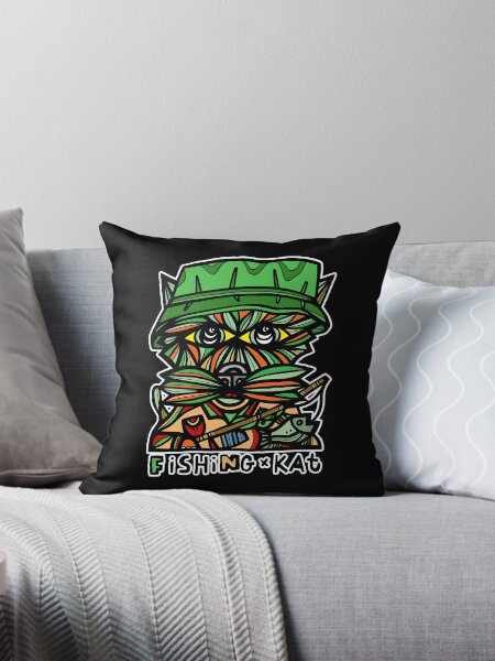 "Fishing Kat" Throw Pillow