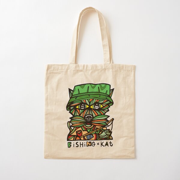 "Fishing Kat" Cotton Tote Bag