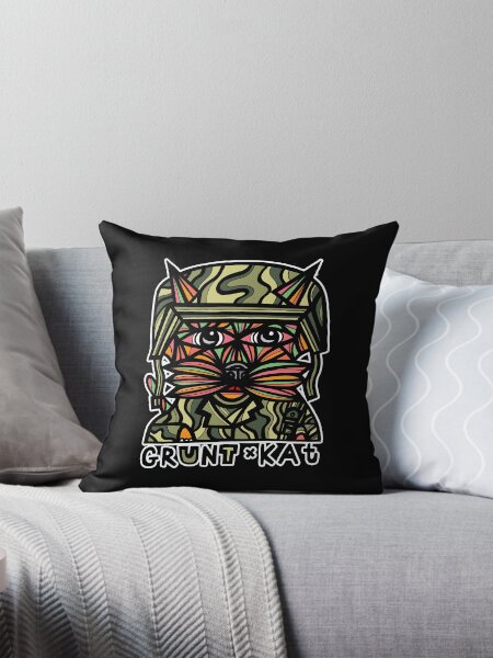 "Grunt Kat" Throw Pillow