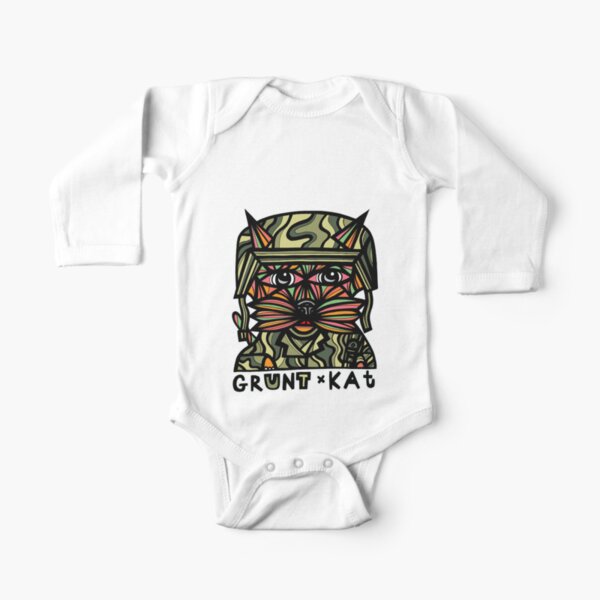 "Grunt Kat" Long Sleeve Baby One-Piece