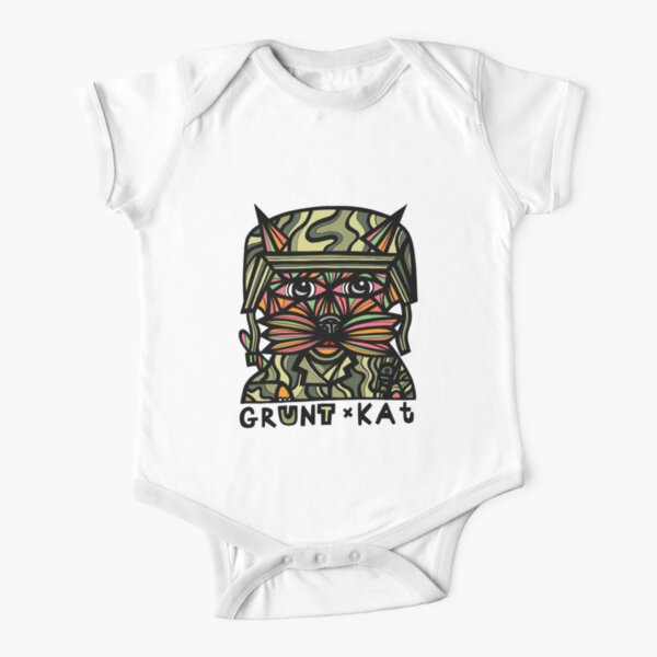 "Grunt Kat" Short Sleeve Baby One-Piece