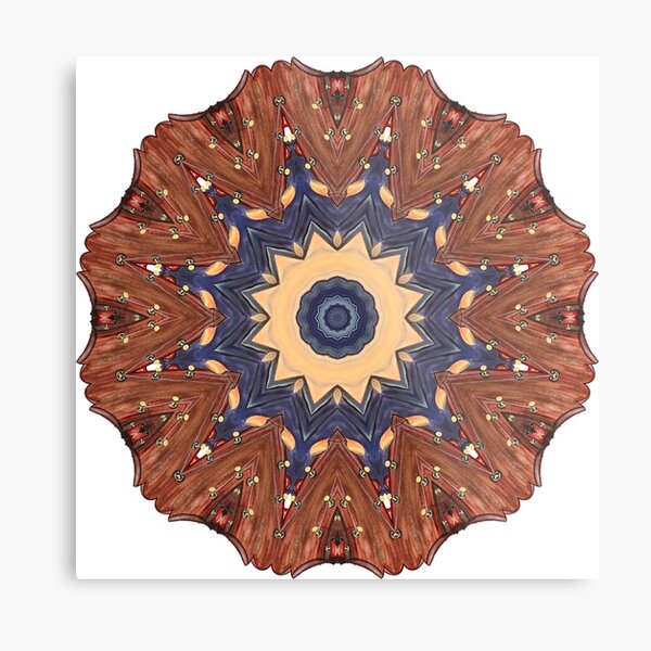 Brown Star Mandala Metal Print