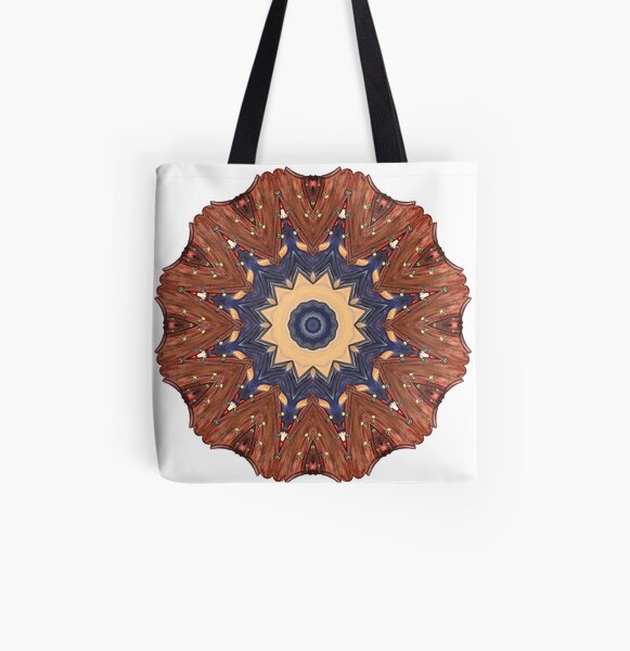Brown Star Mandala All Over Print Tote Bag