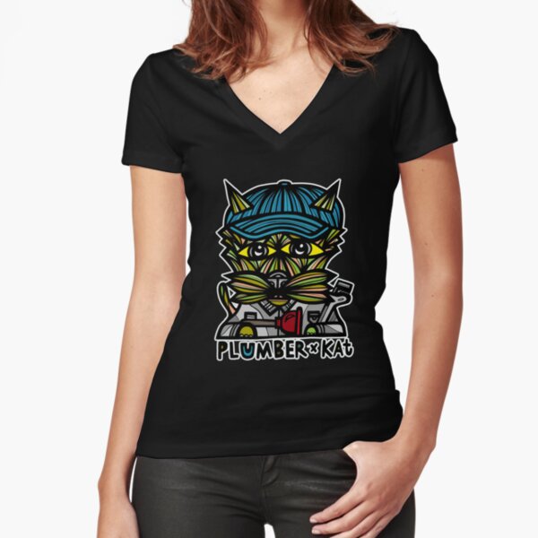 "Plumber" Kat Fitted V-Neck T-Shirt