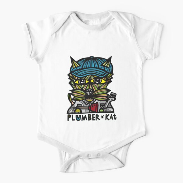 "Plumber" Kat Short Sleeve Baby One-Piece