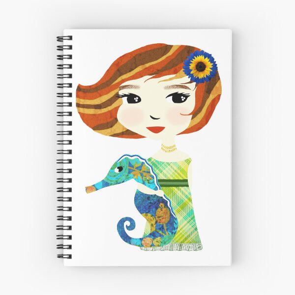 Item preview, Girl with Seahorse / Fiona & Fosse designed and sold by ruby + acorn.