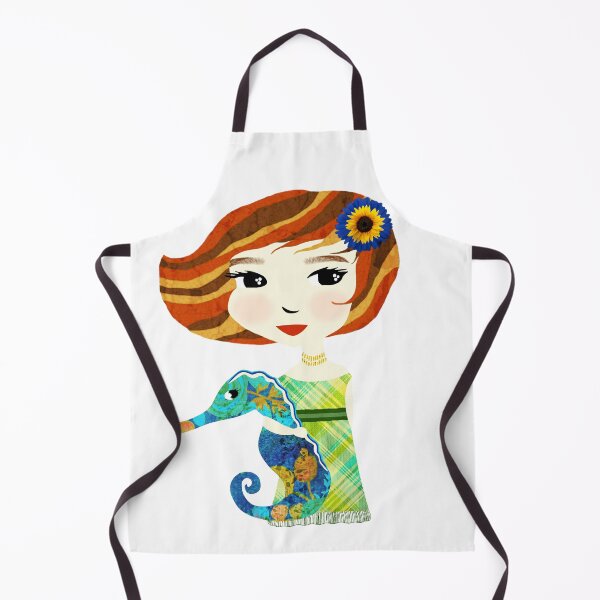 Item preview, Girl with Seahorse / Fiona & Fosse designed and sold by ruby + acorn.