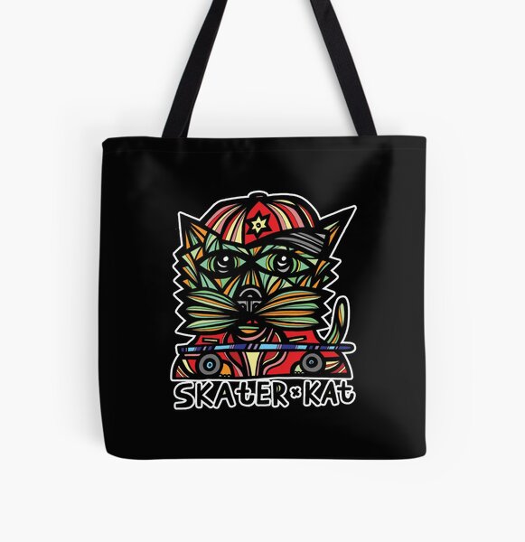 "Skater Kat" All Over Print Tote Bag