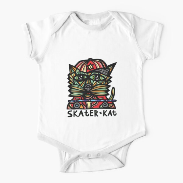 "Skater Kat" Short Sleeve Baby One-Piece