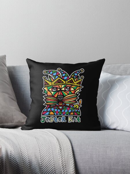 "Jester Kat" Throw Pillow