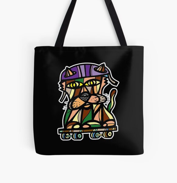 "Skater Kat" All Over Print Tote Bag