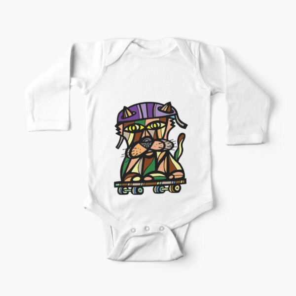 "Skater Kat" Long Sleeve Baby One-Piece