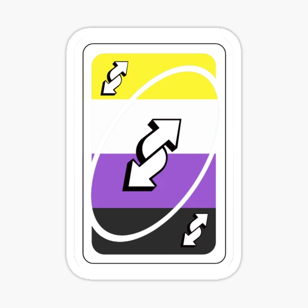 Nonbinary Enby Sticker - Non Binary Uno Reverse Card Emoji,Non