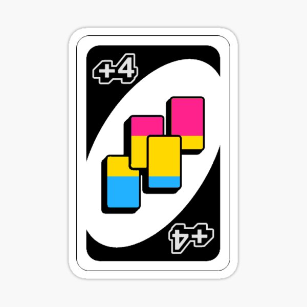Uno Draw 4 Card Pansexual Pride Flag Sticker Sticker