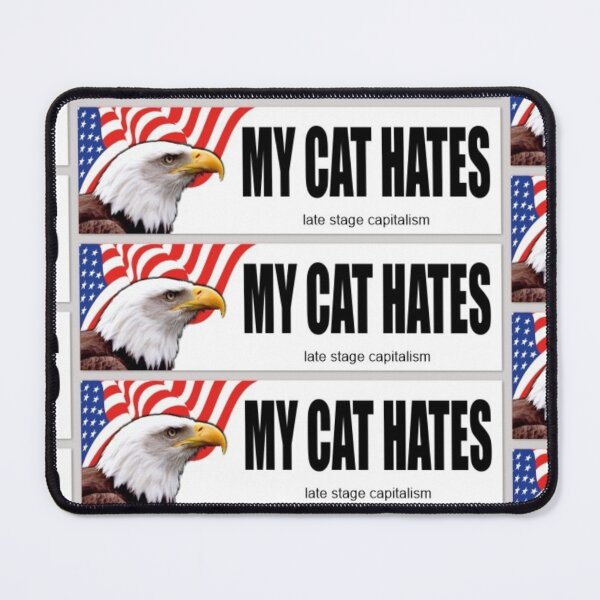 Item preview, my cat hates late stage capitalism bumper sticker designed and sold by takicaruh.