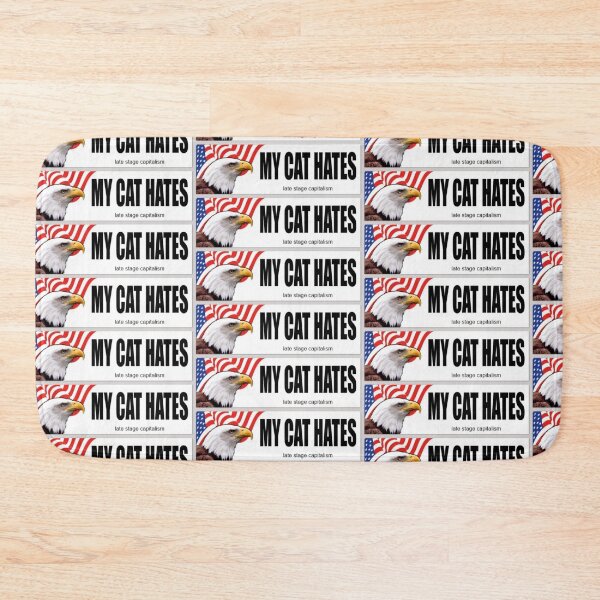 Item preview, my cat hates late stage capitalism bumper sticker designed and sold by takicaruh.
