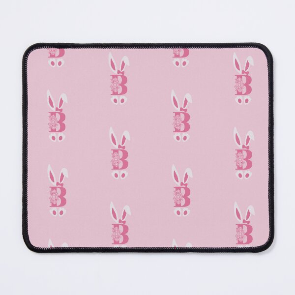 Item preview, B Letter Floral Monogram Initial Pink Bunny Easter designed and sold by SpringMoonPress.